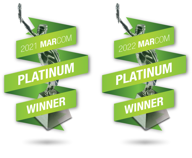 2021 and 2022 Gold and Platinum MarCom Awards